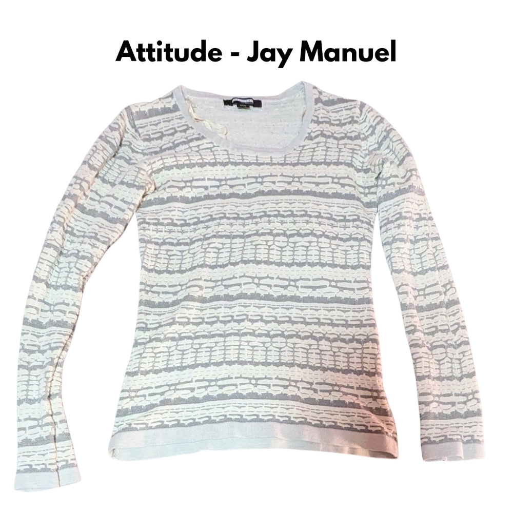 Size Small (4-6), Attitude Brand, Gray Patterned Lightweight Sweatshirt, EUC